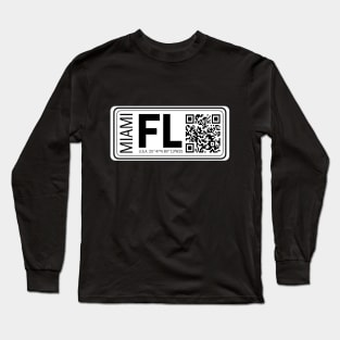 New Vintage Travel Location Qr Miami FL Long Sleeve T-Shirt